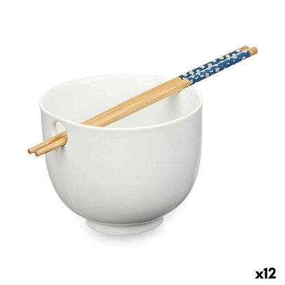 Kinvara Kom Kinvara Wit Bamboe Porselein 24 X 10,7 X 13,3 Cm Chopsticks Asiatico/Oriental (12 Stuks)