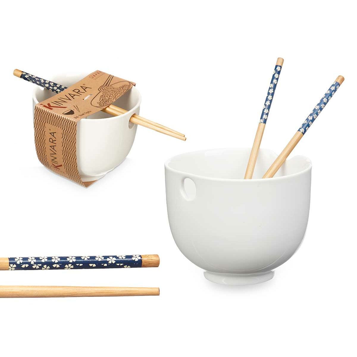 Kinvara Kom Kinvara Wit Bamboe Porselein 24 X 10,7 X 13,3 Cm Chopsticks Asiatico/Oriental (12 Stuks)