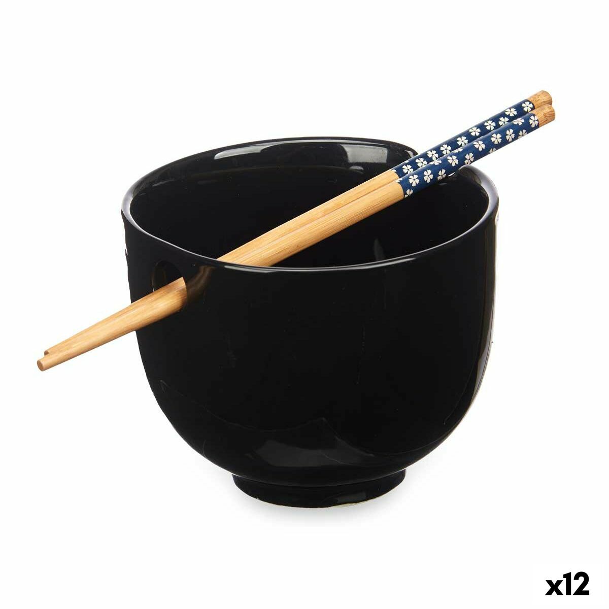 Kinvara Kom Kinvara Zwart Bamboe Porselein 24 X 10,7 X 13,3 Cm Chopsticks Asiatico/Oriental (12 Stuks)