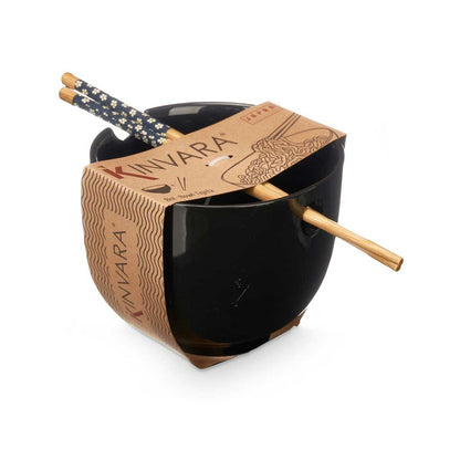Kinvara Kom Kinvara Zwart Bamboe Porselein 24 X 10,7 X 13,3 Cm Chopsticks Asiatico/Oriental (12 Stuks)