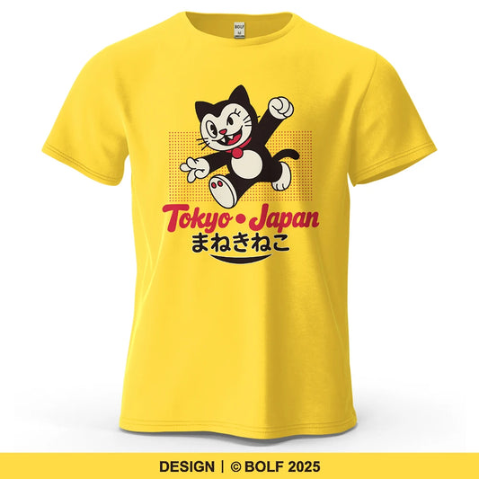 Tokyo Lucky Cat Oversized T-Shirt – Japansk Maneki Neko i 100% Bomuld