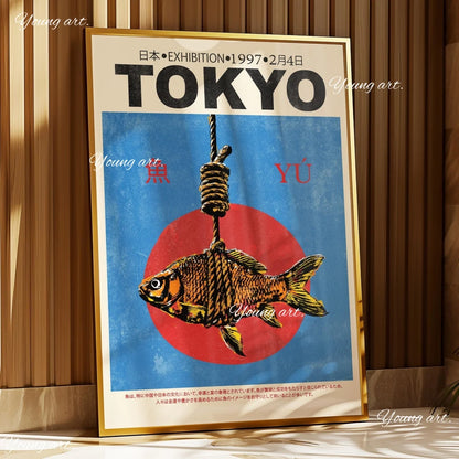 Japanese Koi Fish TOKYO Canvas Prints Poster Japandi Retro 90s OSAKA Abstract Exhibition Art Prints Bedroom Wall Art Home Decor