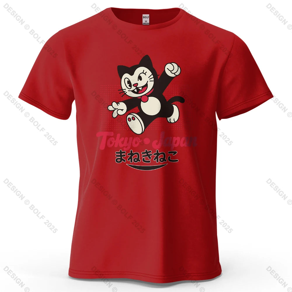 Tokyo Lucky Cat Oversized T-Shirt – Japansk Maneki Neko i 100% Bomuld