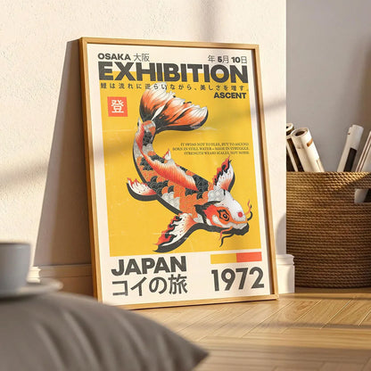 Japanese Koi Fish TOKYO Canvas Prints Poster Japandi Retro 90s OSAKA Abstract Exhibition Art Prints Bedroom Wall Art Home Decor