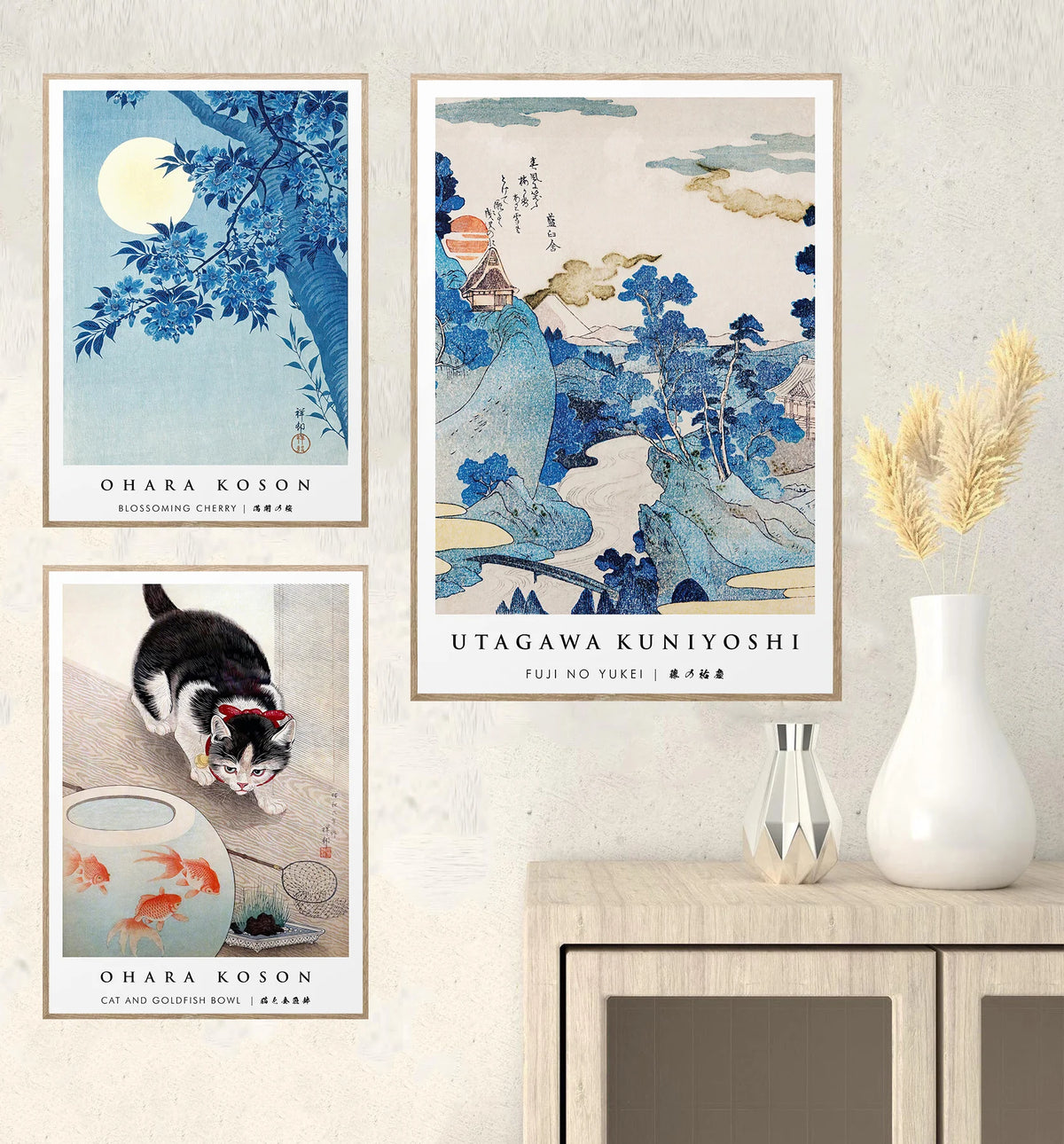Japanese Ukiyoe Cherry Blossom Pumpkin Cat Yayoi Kusama Traditional Artwork Poster Canvas Paintings Wall Art Pictures Home Decor