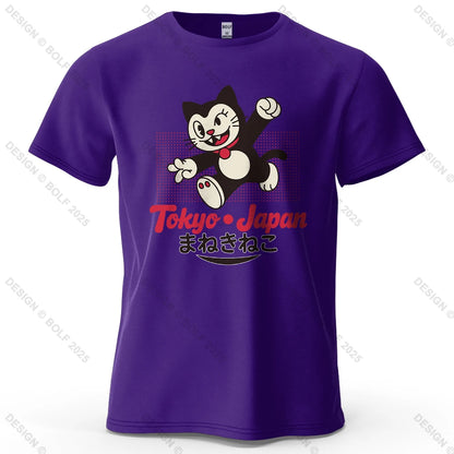 Tokyo Lucky Cat Oversized T-Shirt – Japansk Maneki Neko i 100% Bomuld