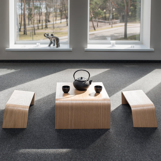 Håndlavet Seiza Bænke- & Bordssæt  – Japansk-inspireret Te- og Meditationssæt 🍵🌿