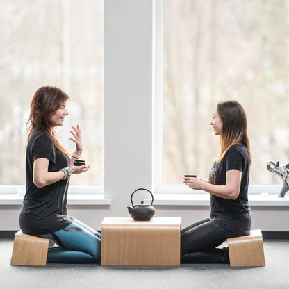 Håndlavet Seiza Bænke- & Bordssæt  – Japansk-inspireret Te- og Meditationssæt 🍵🌿