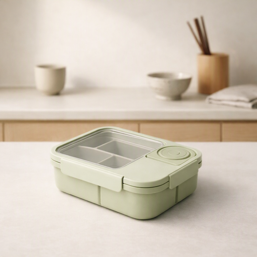 Japansk-inspireret Bento Madkasse med Rum – Mikrobølgeovnssikker 🍱✨
